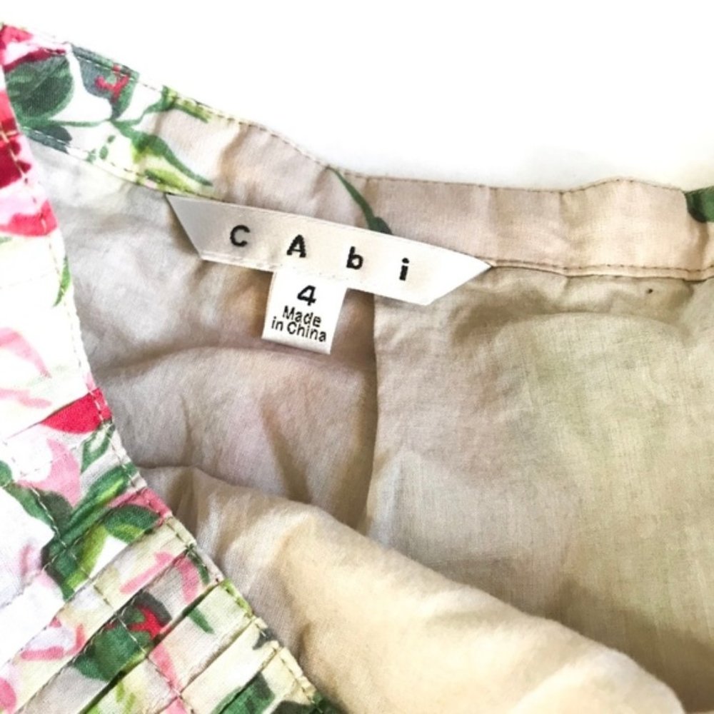 Cabi Tan Floral Midi Skirt Flare Pleated 4 - Picture 4 of 4